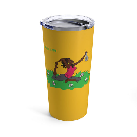 Tumbler 20oz - Yoga Lady2   (yellow)
