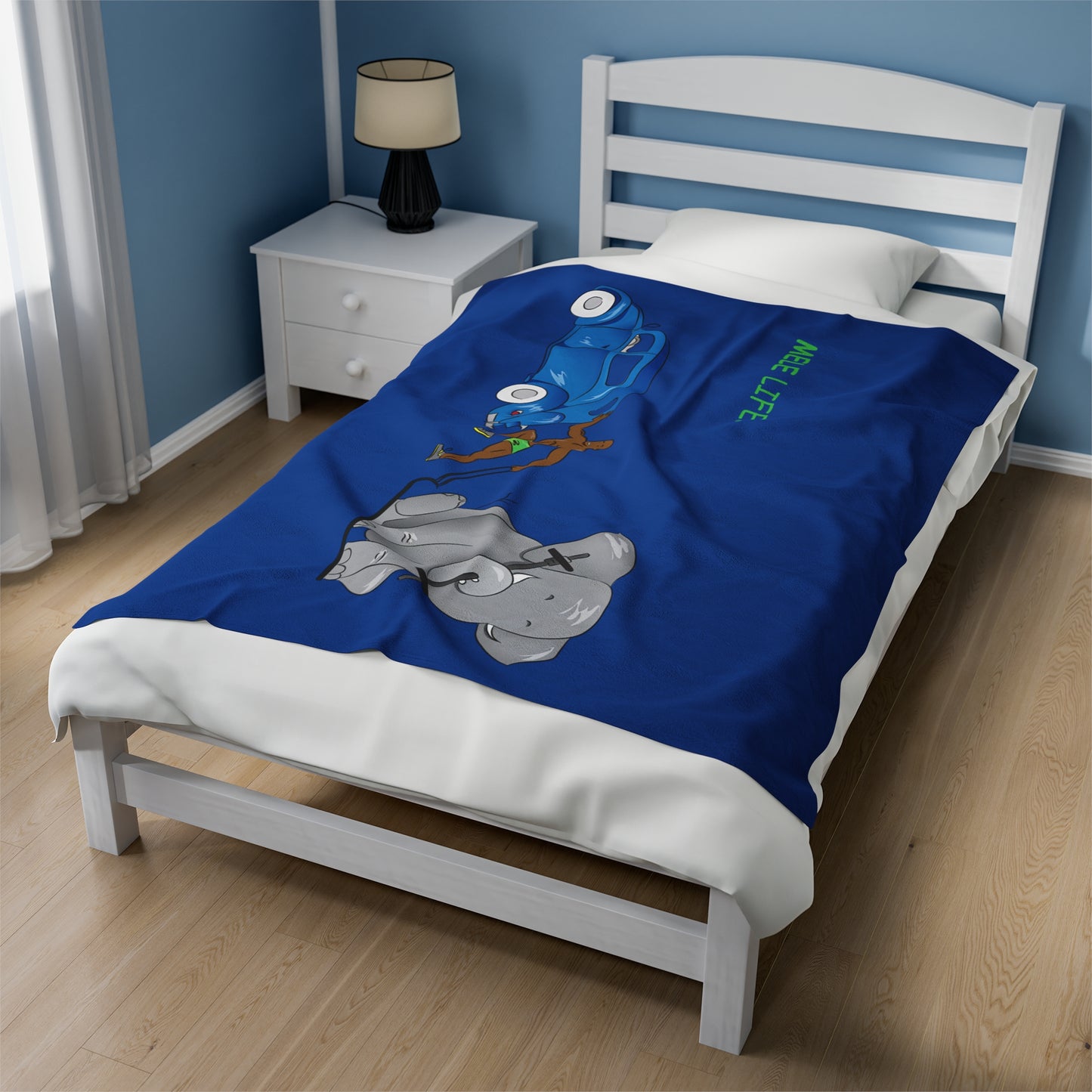 Blanket Velveteen Plush - Strong Black Man (dark blue)