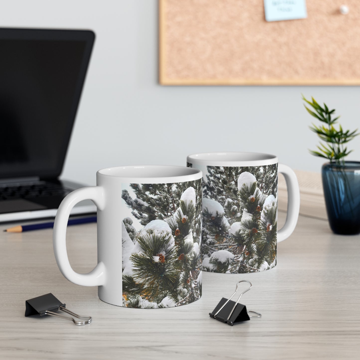 Coffee Mug - Pine cones with snow