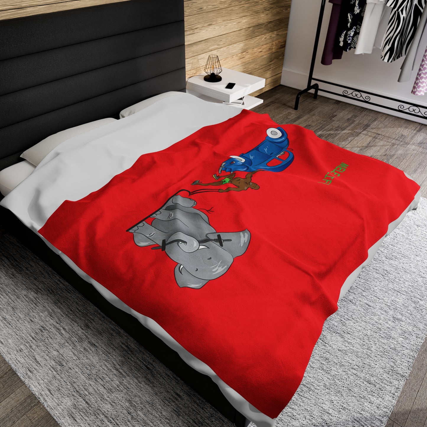 Blanket Velveteen Plush - Strong Black Man (red)