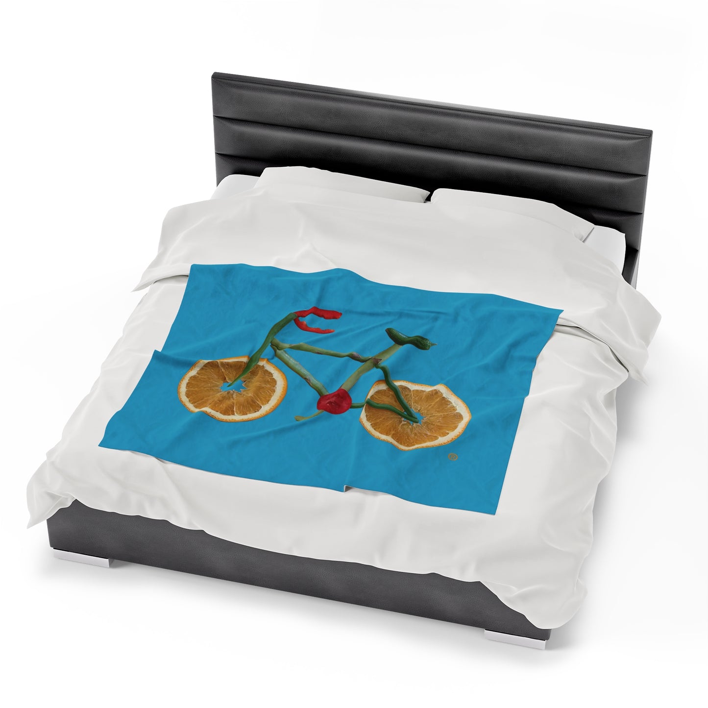 Blanket Velveteen Plush - Veggie Bike (turquoise)