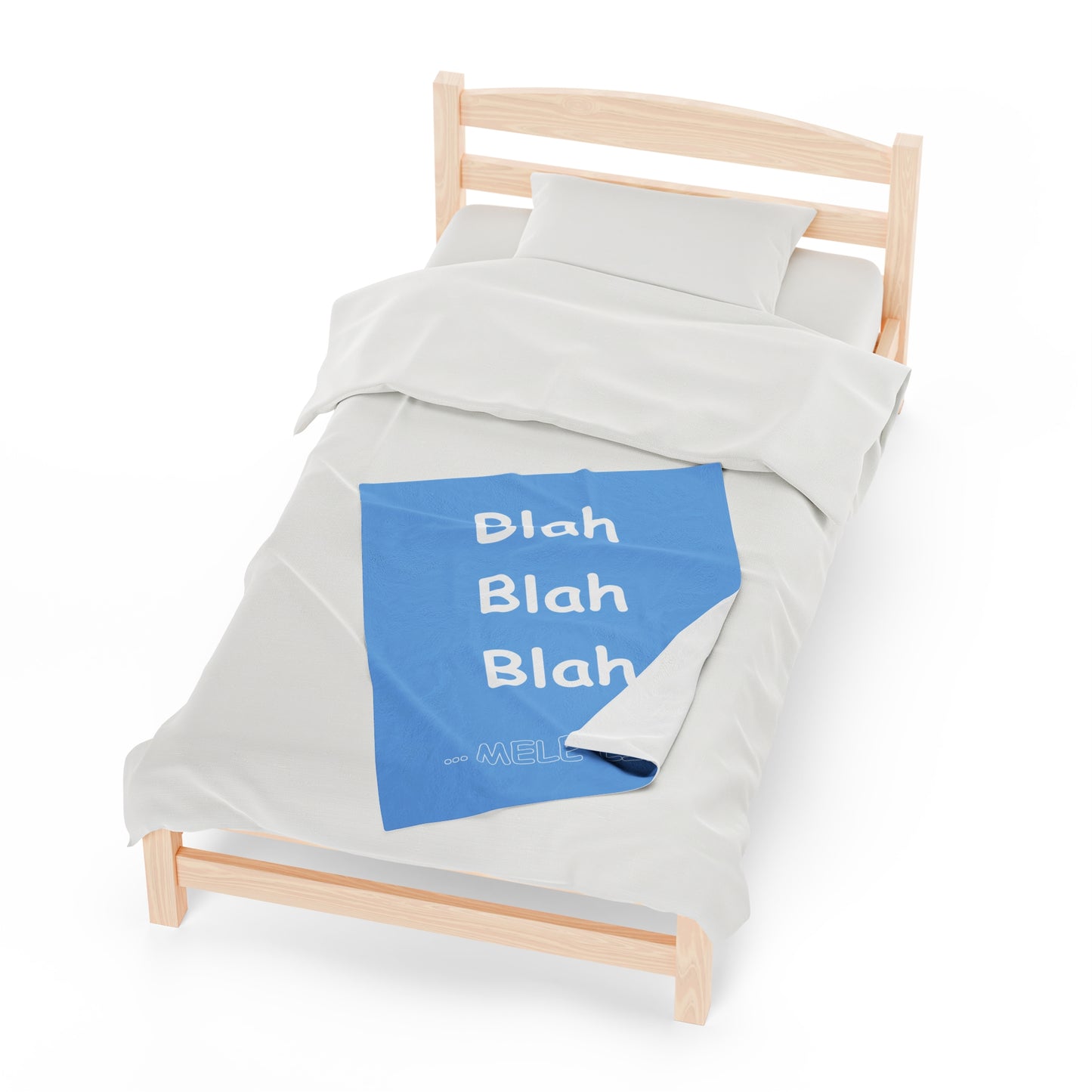 Blanket Velveteen Plush - Blah Blah Blah (light blue)