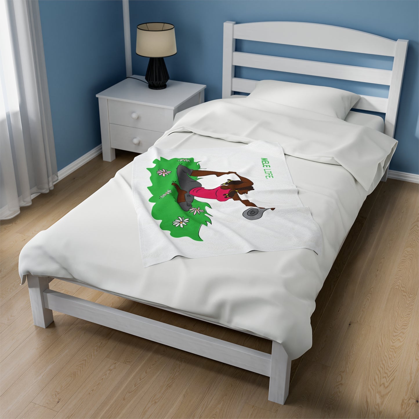 Blanket Velveteen Plush - Yoga Lady 2 (white)