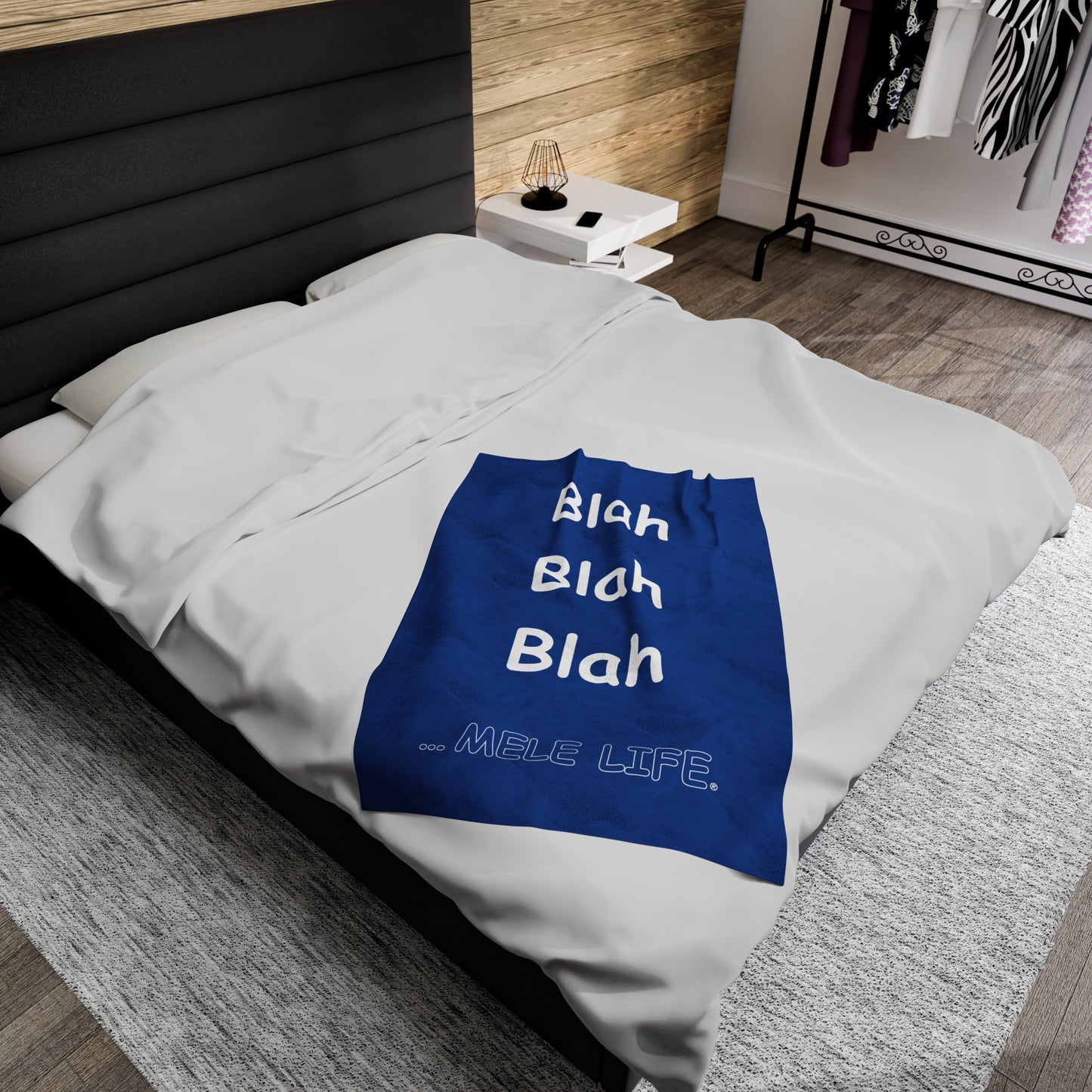 Blanket Velveteen Plush - Blah Blah Blah (dark blue)