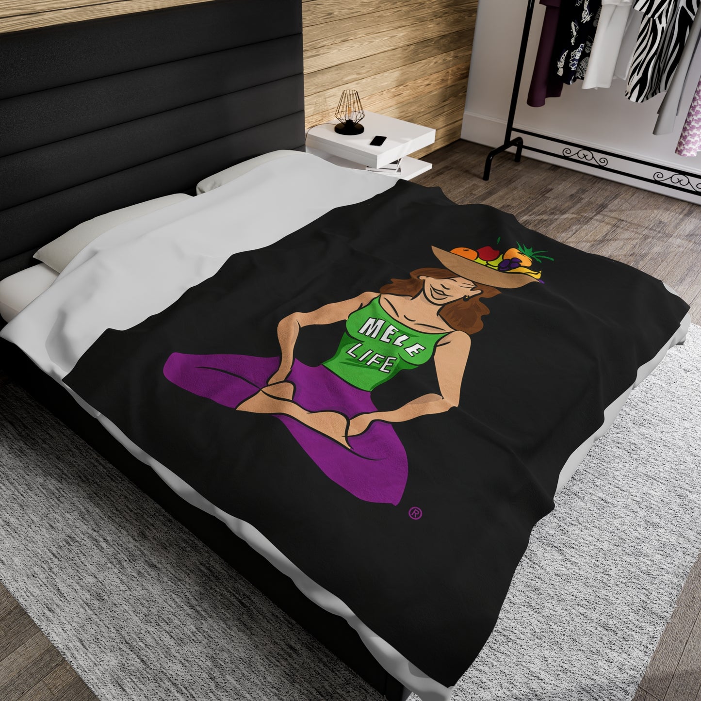 Blanket Velveteen Plush - Yoga Lady 1 (black)