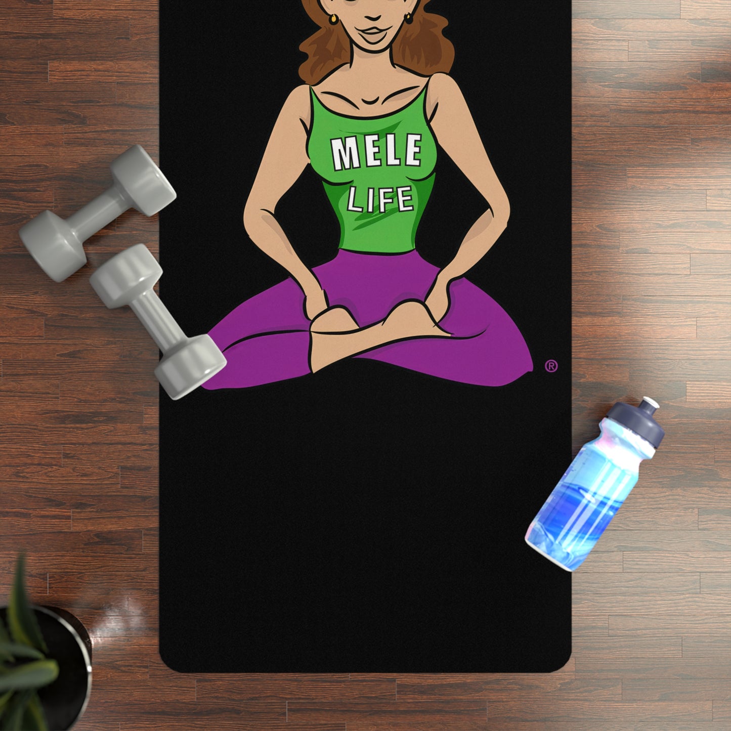 Yoga Mat - Yoga Lady1   (black mat)