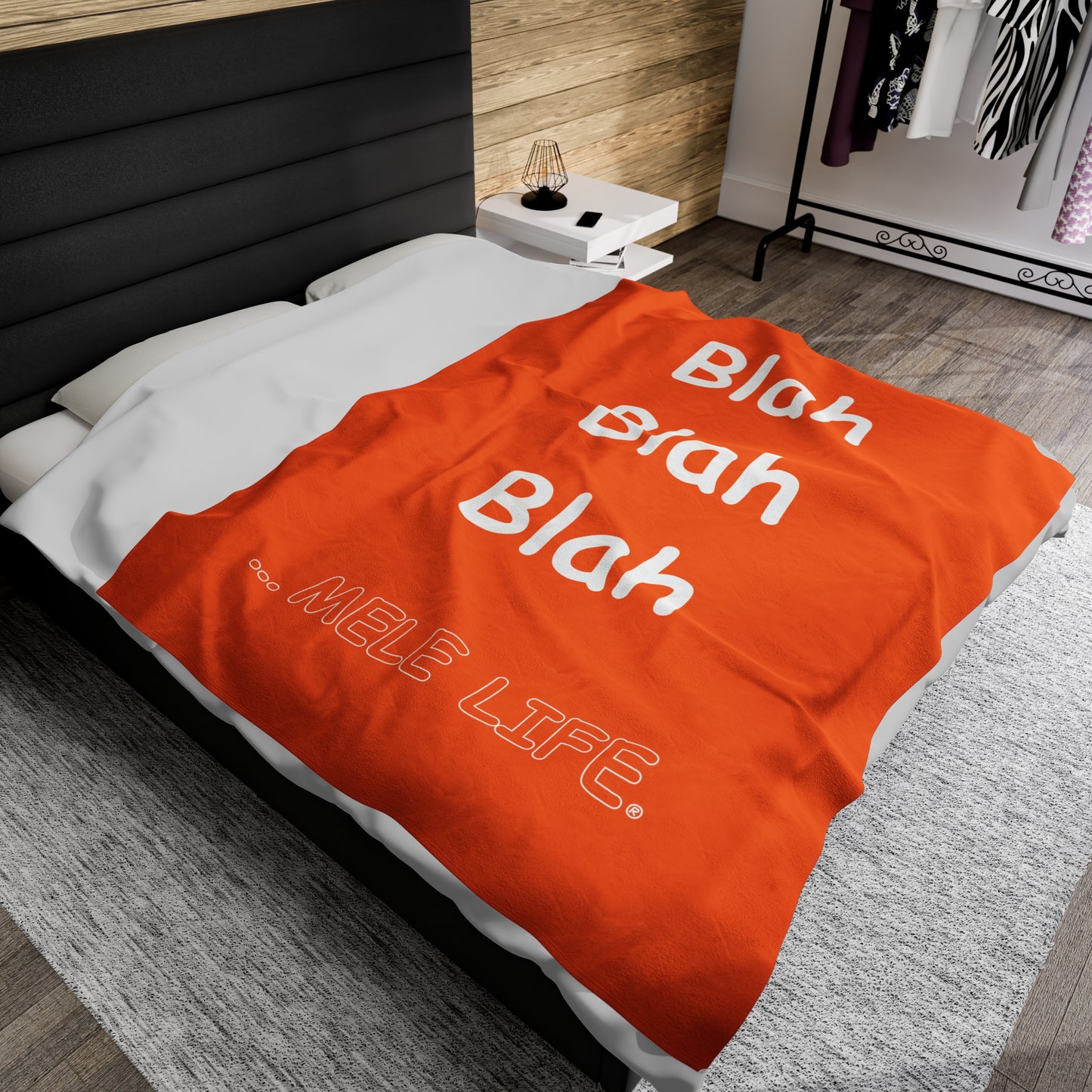 Blanket Velveteen Plush - Blah Blah Blah (orange)