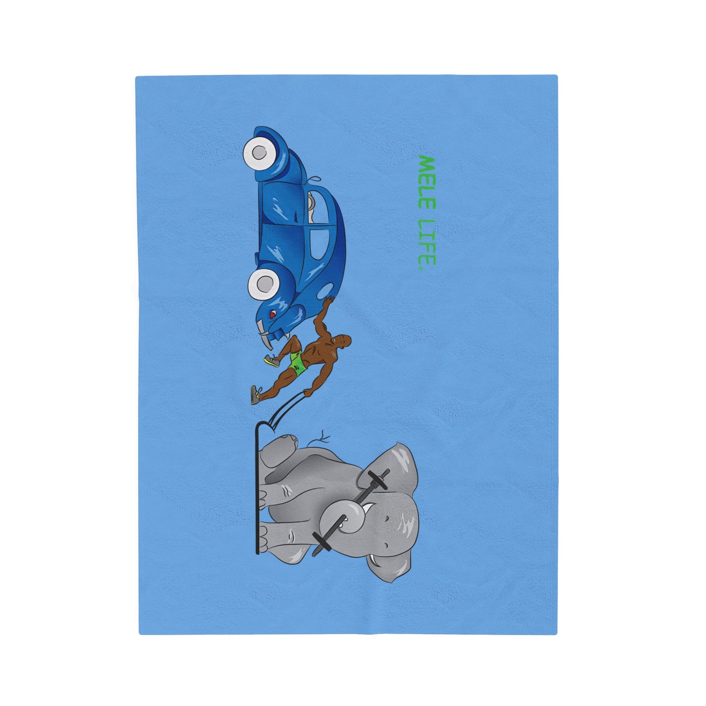 Blanket Velveteen Plush - Strong Black Man (light blue)