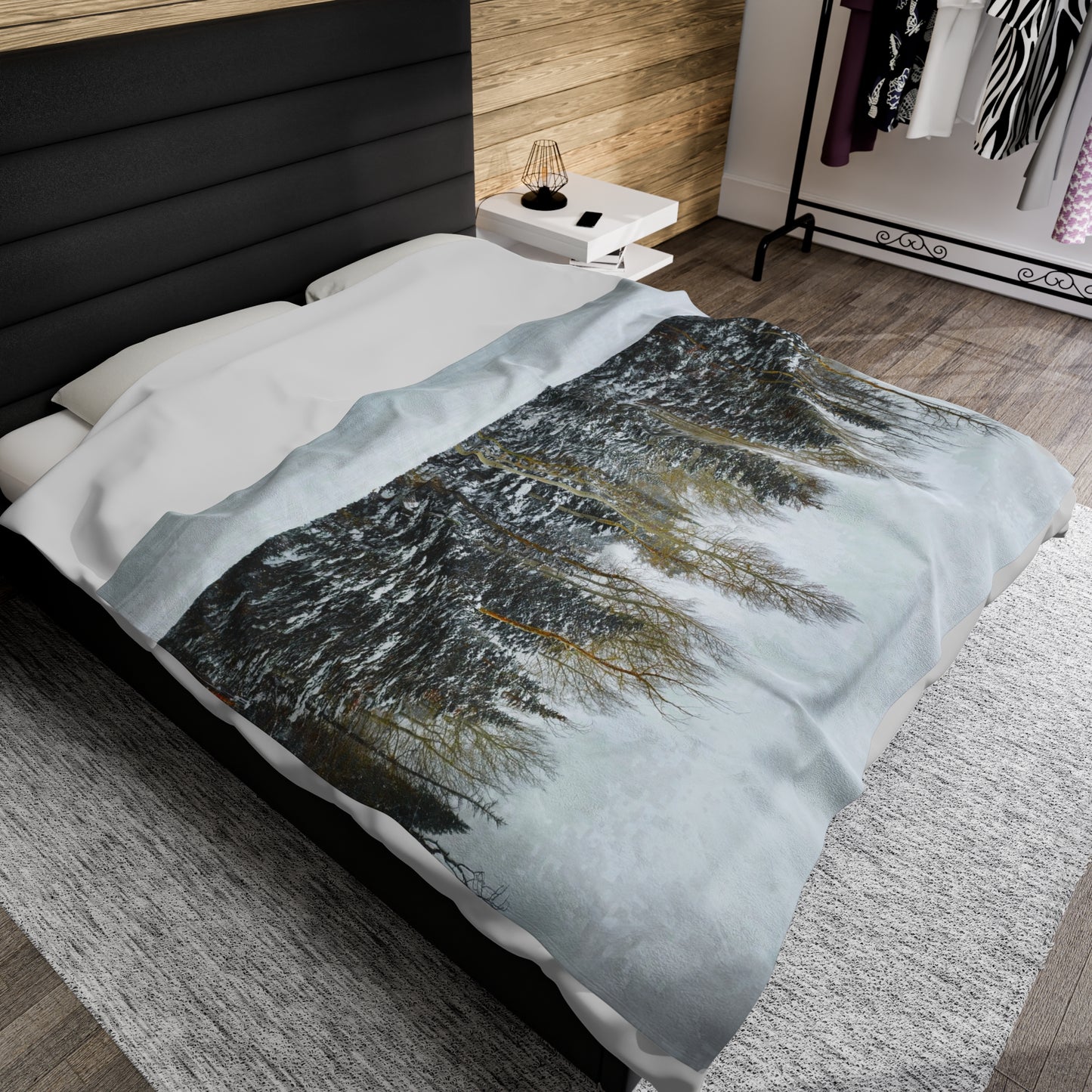 Blanket Velveteen Plush - Forest Winterscape
