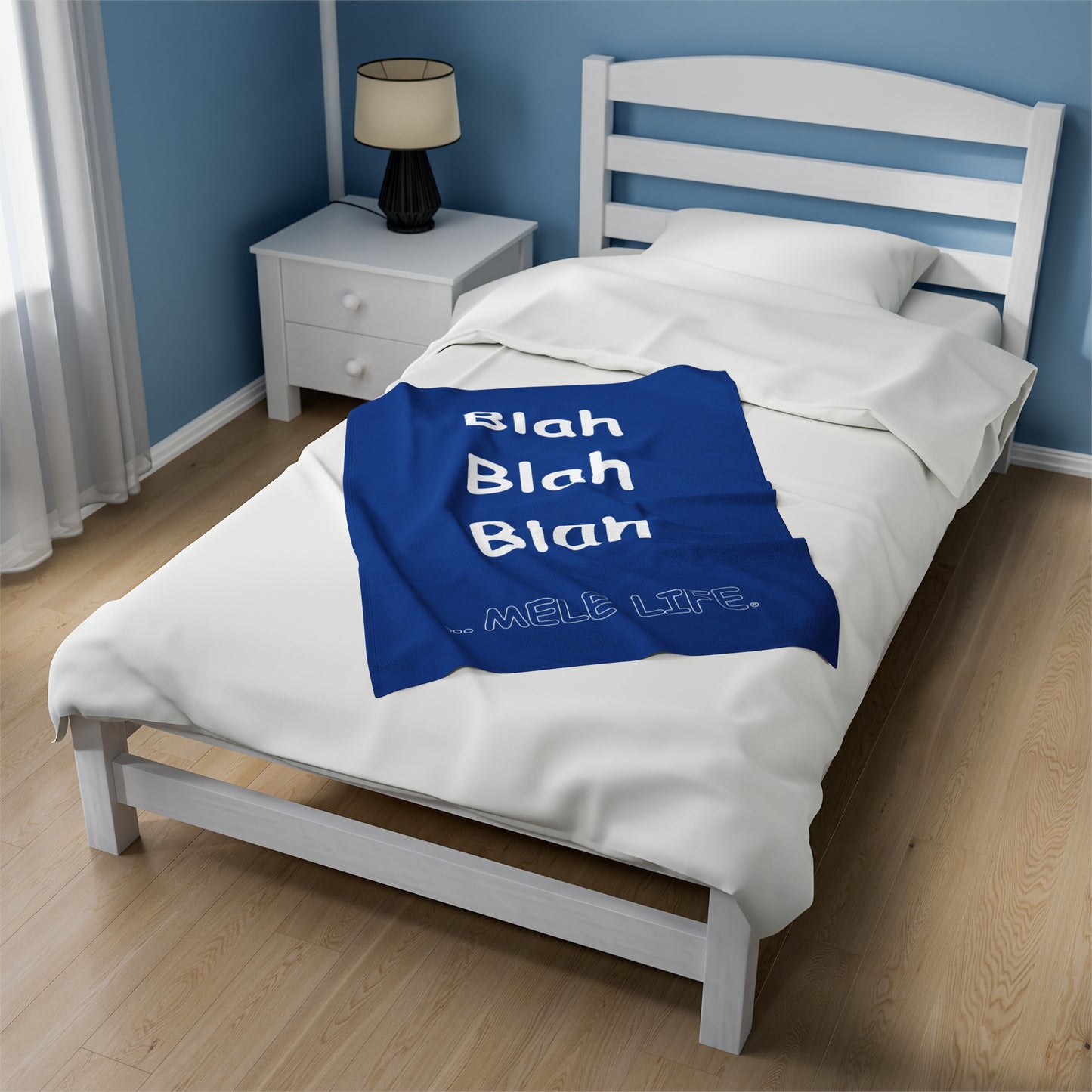 Blanket Velveteen Plush - Blah Blah Blah (dark blue)