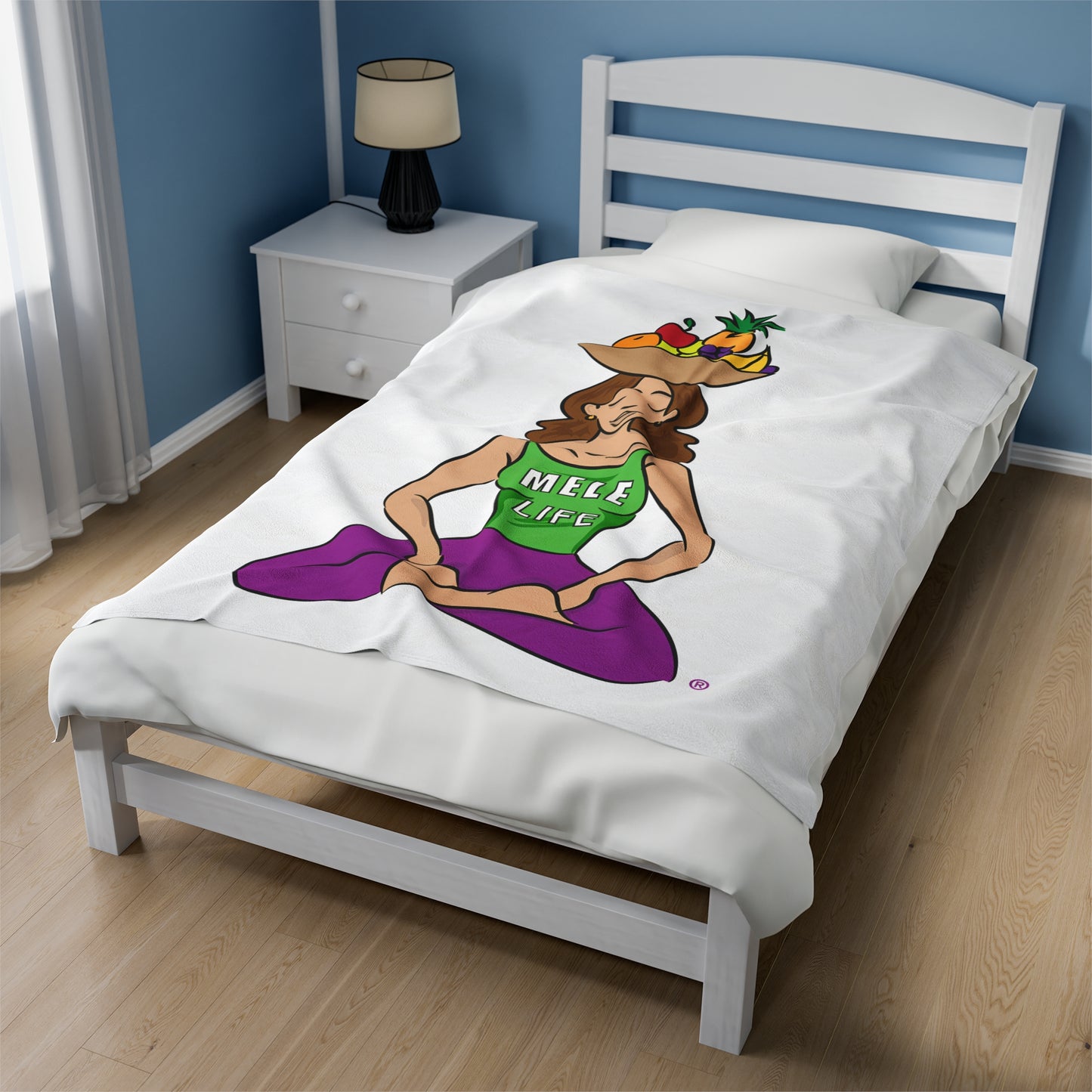 Blanket Velveteen Plush - Yoga Lady 1 (white)