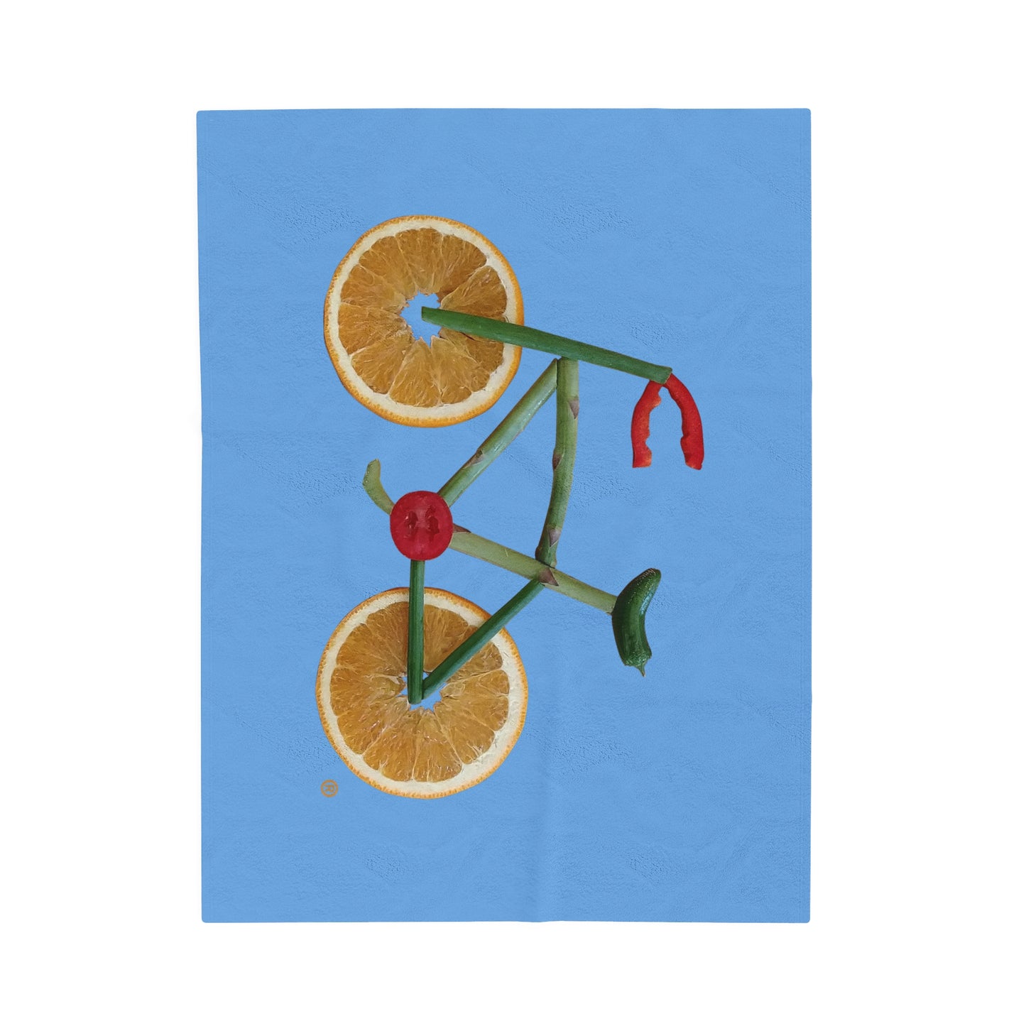 Blanket Velveteen Plush - Veggie Bike (light blue)