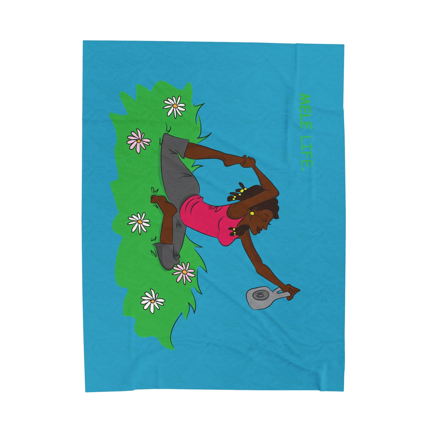 Blanket Velveteen Plush - Yoga Lady 2 (turquoise)