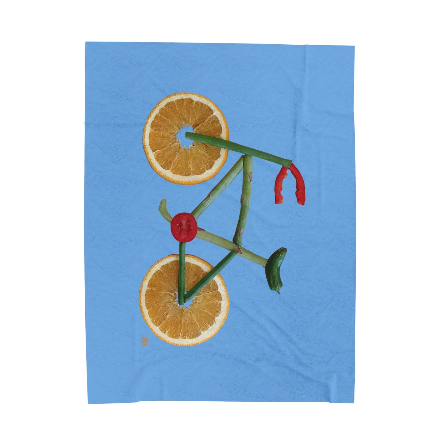 Blanket Velveteen Plush - Veggie Bike (light blue)