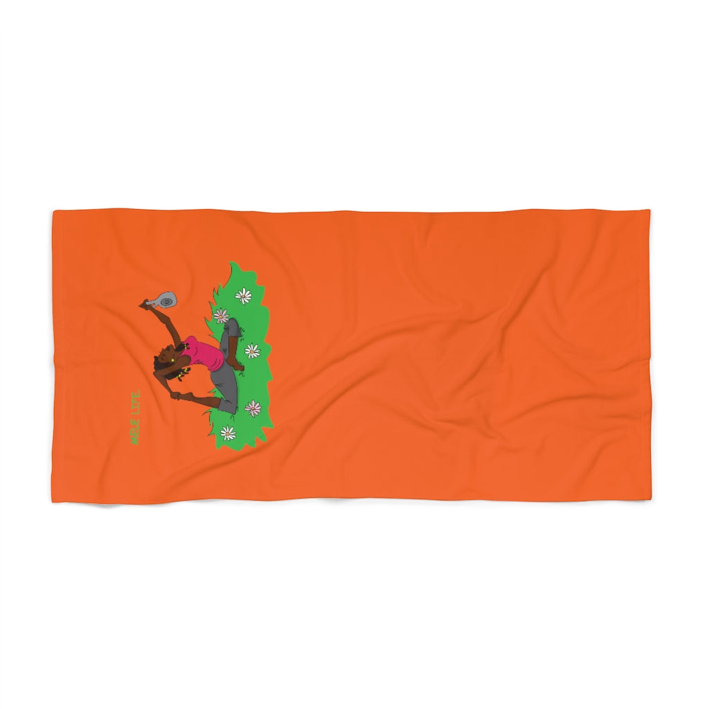 Beach, Bath & Pool Towel - Yoga Lady2 (orange)