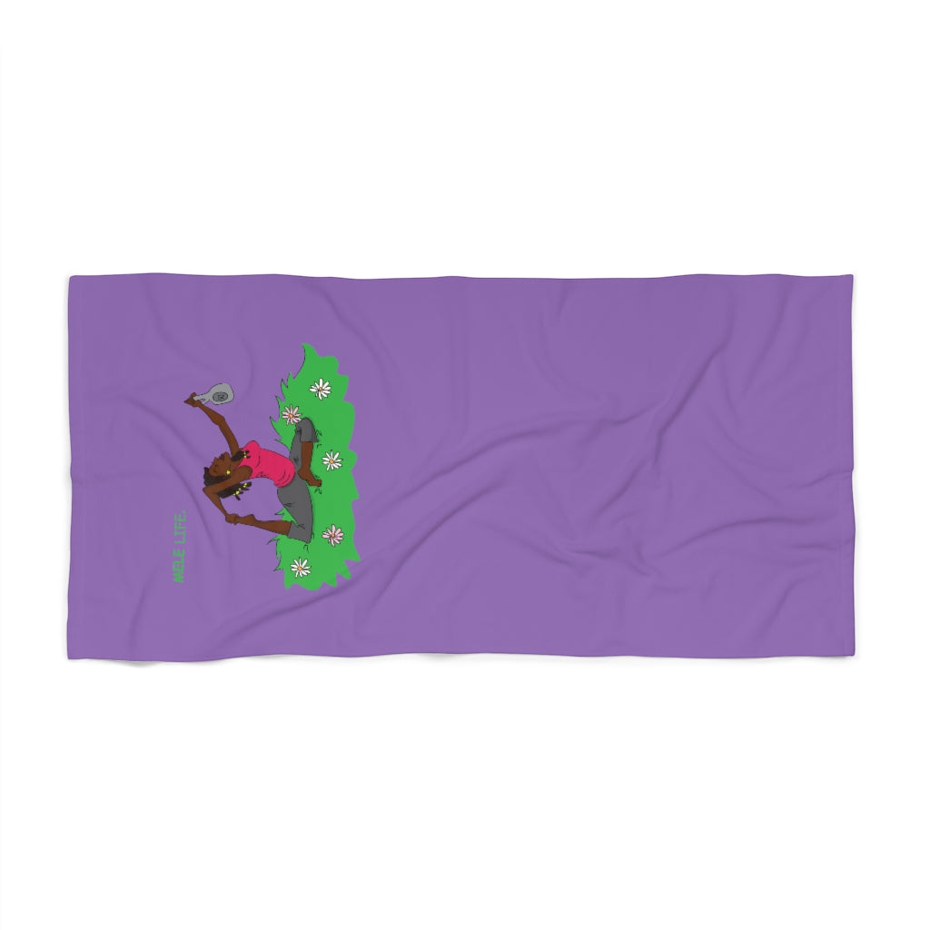 Beach, Bath & Pool Towel - Yoga Lady2 (purple)