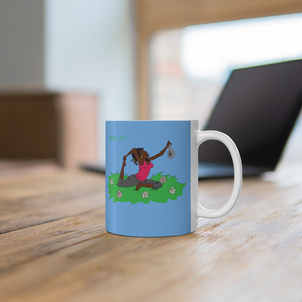Coffee Mug - Yoga Lady 2   (light blue)