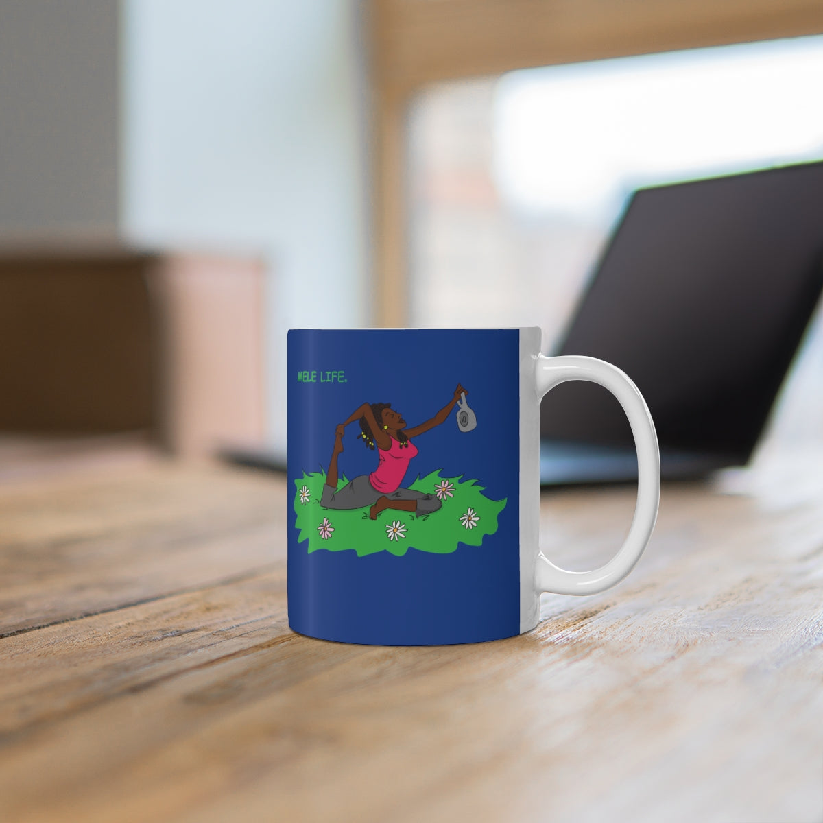 Coffee Mug - Yoga Lady 2   (dark blue)