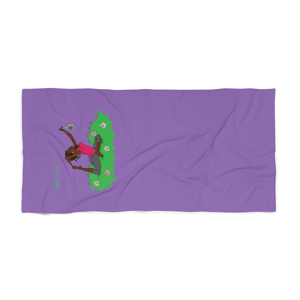 Beach, Bath & Pool Towel - Yoga Lady2 (purple)