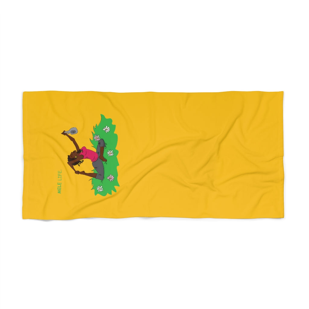 Beach, Bath & Pool Towel - Yoga Lady2 (yellow)