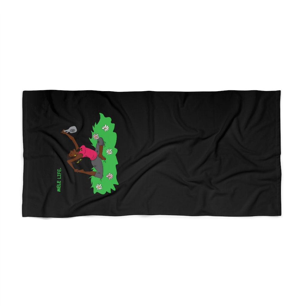 Beach, Bath & Pool Towel - Yoga Lady2 (black)