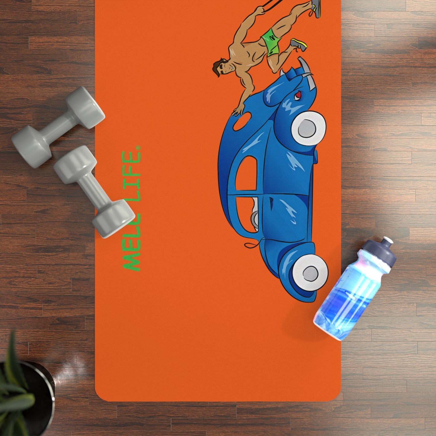 Yoga Mat - Strong brown man  (orange mat)