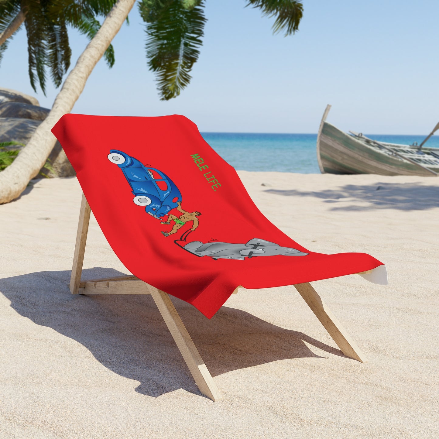 Beach, Bath & Pool Towel - Strong Brown Man  (red)