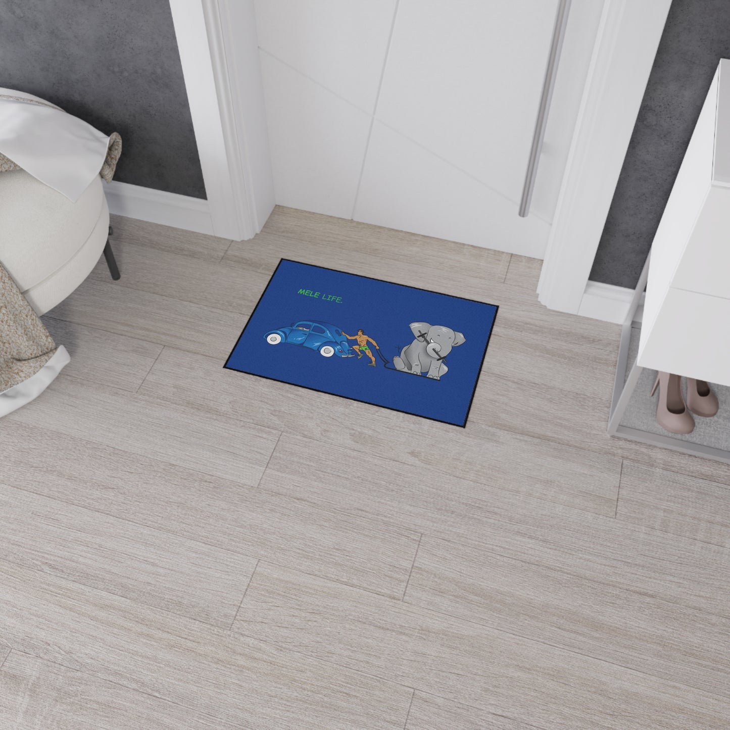 Floor Mat - Strong Brown Man  (blue)