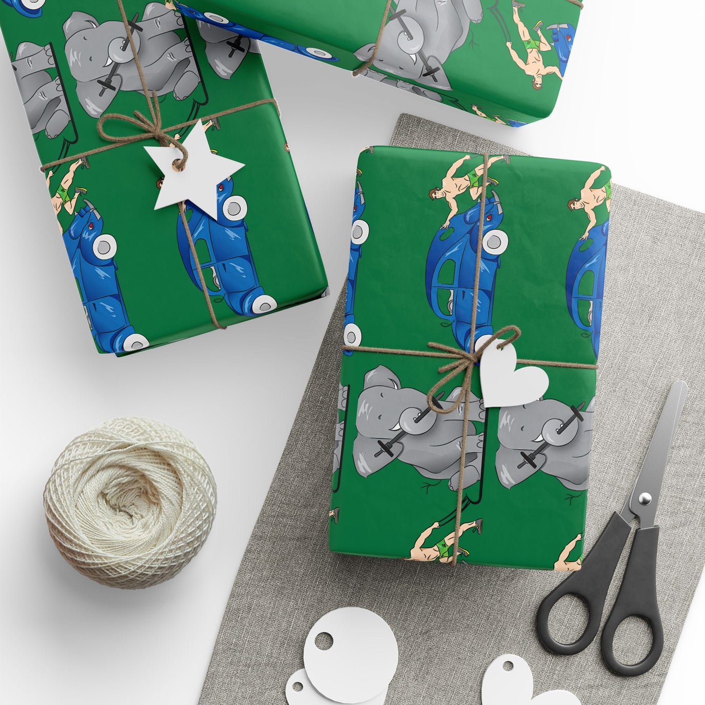 Wrapping Paper - Strong white man   (green paper)