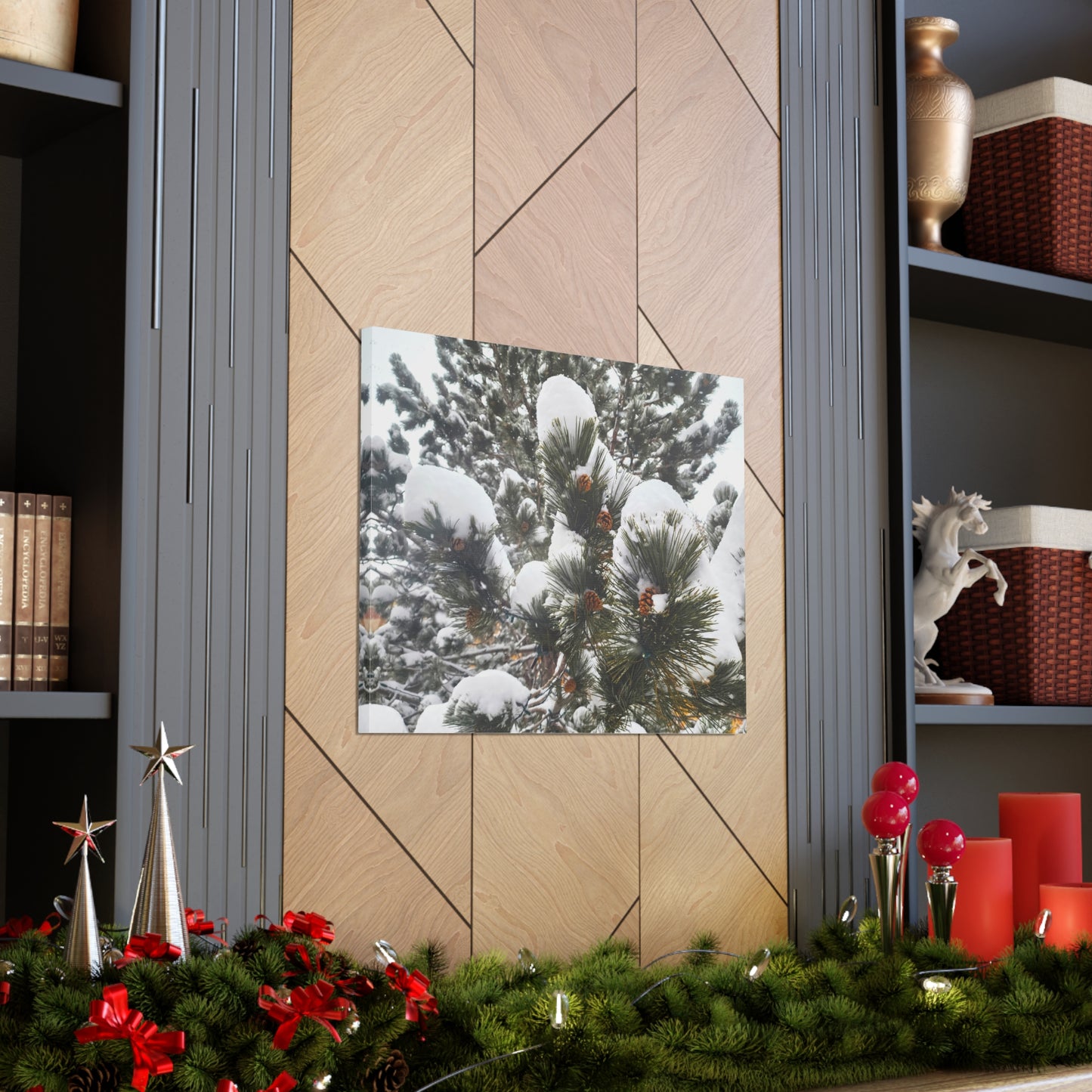 Canvas Gallery Art - Pine cones with snow