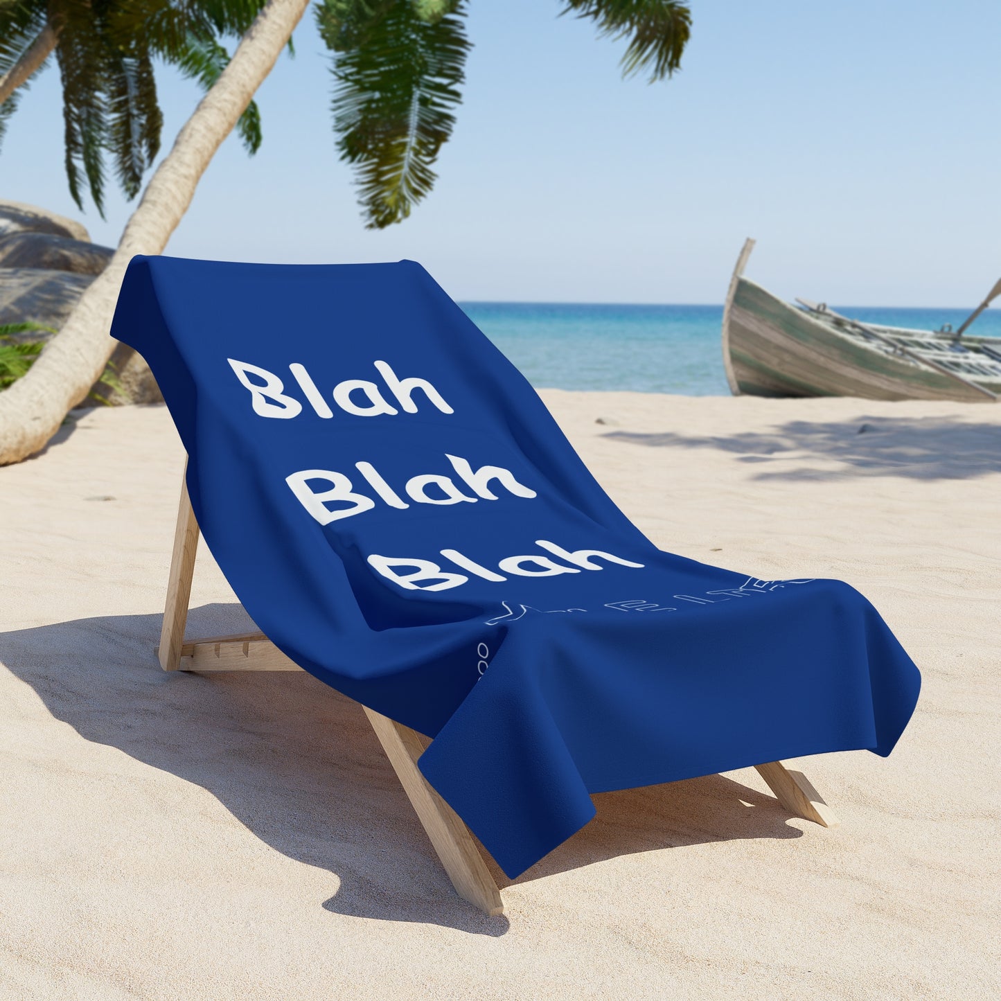 Beach, Bath & Pool Towel - Blah Blah Blah (dark blue)