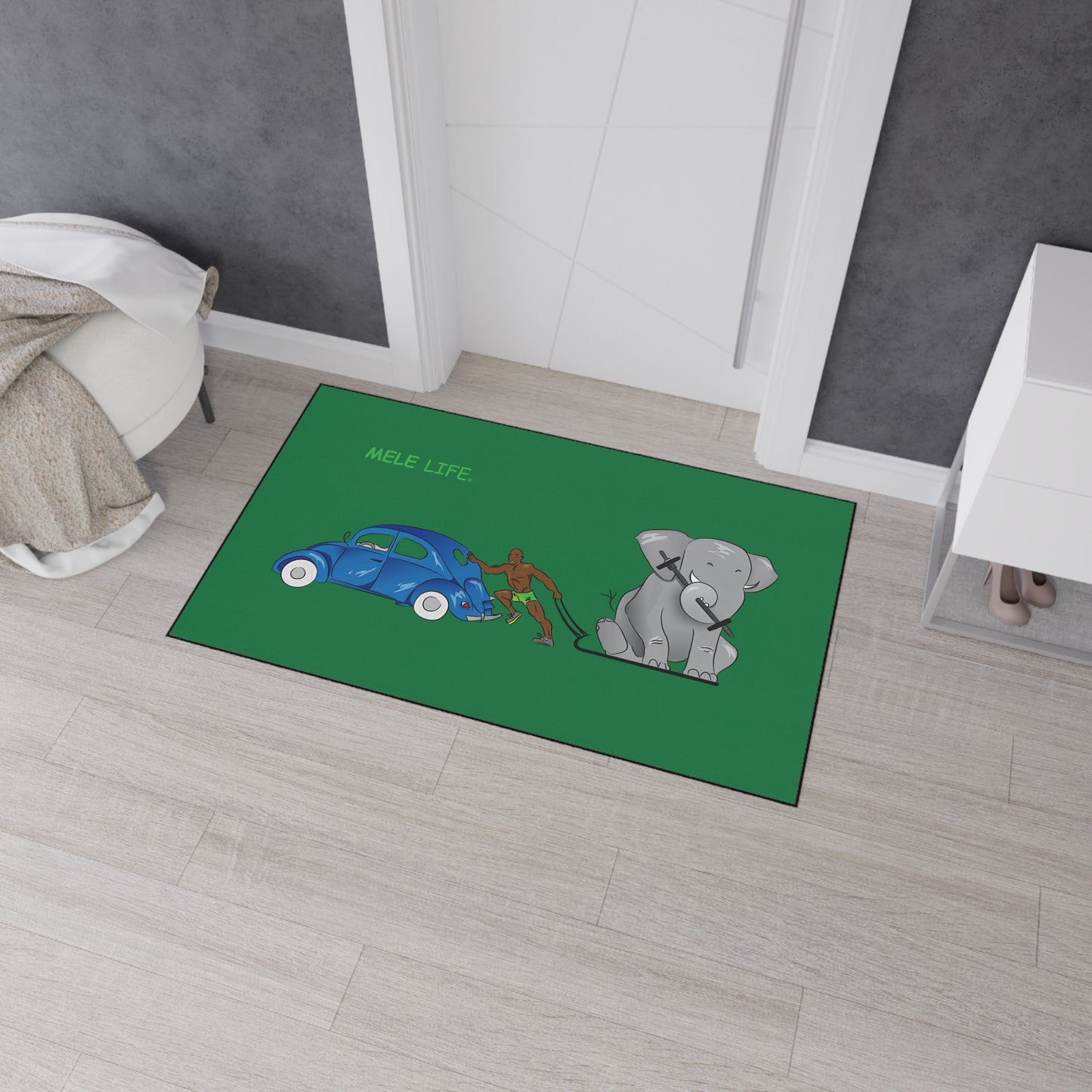 Floor Mat - Strong Black Man  (green)
