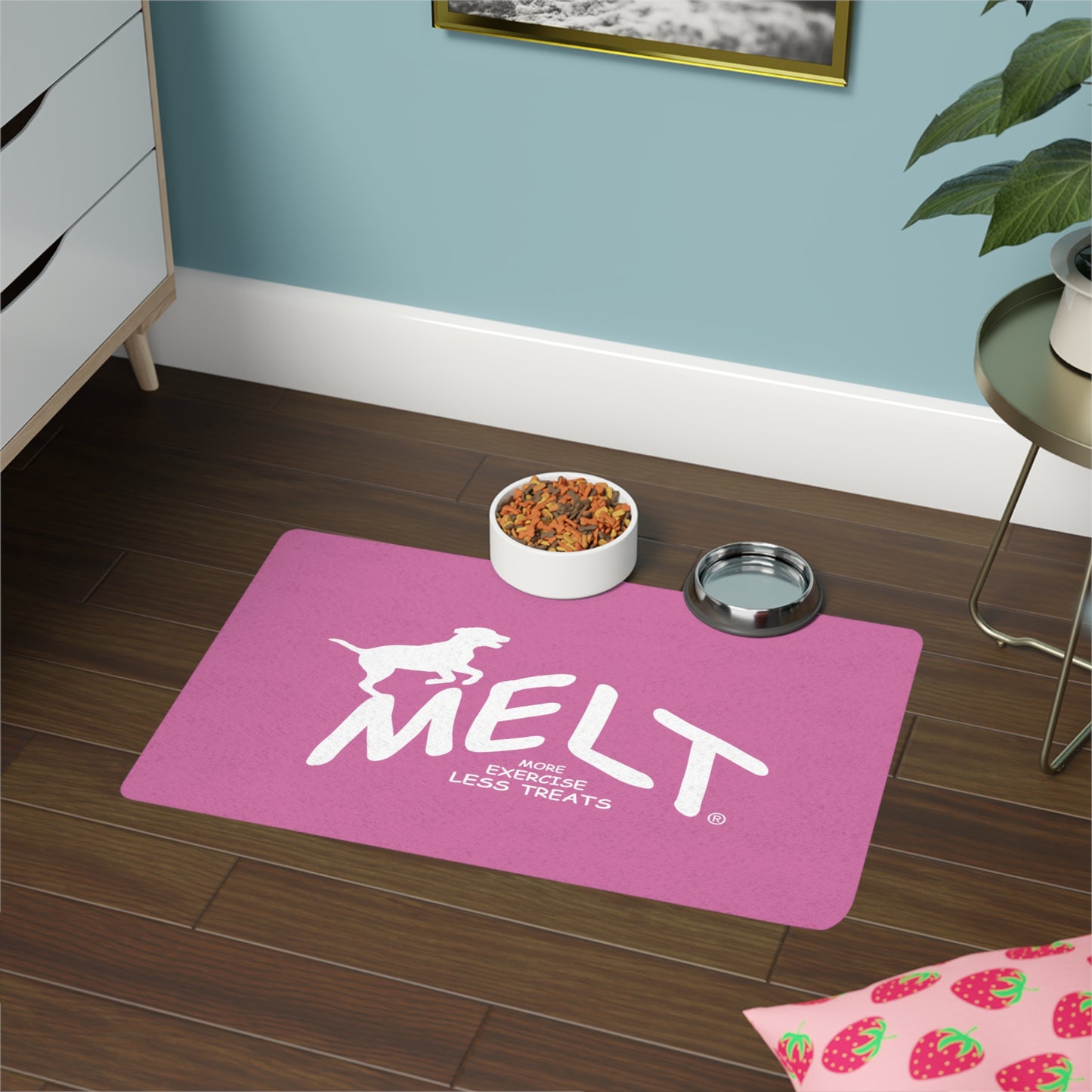 Dog Food Mat - MELT logo  (pink)