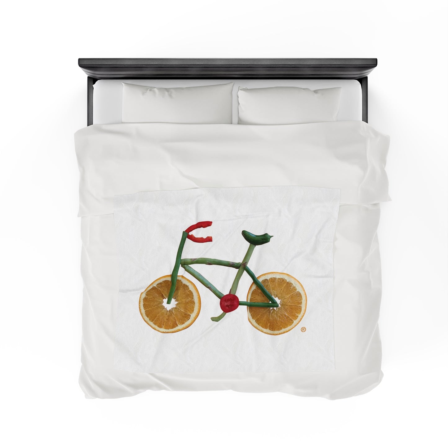 Blanket Velveteen Plush - Veggie Bike  (white)