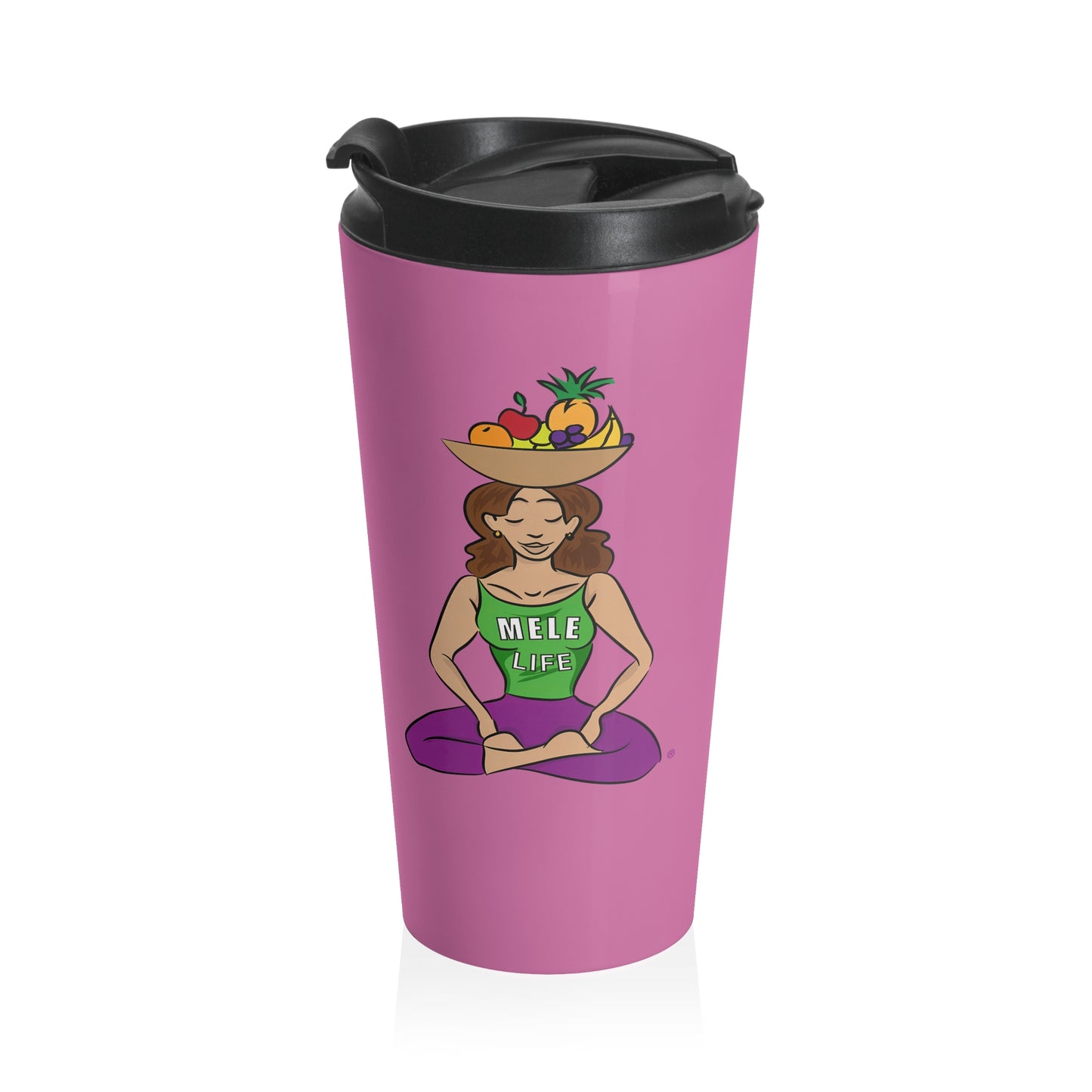 Travel Mug (15oz) - Yoga Lady 1  (pink)