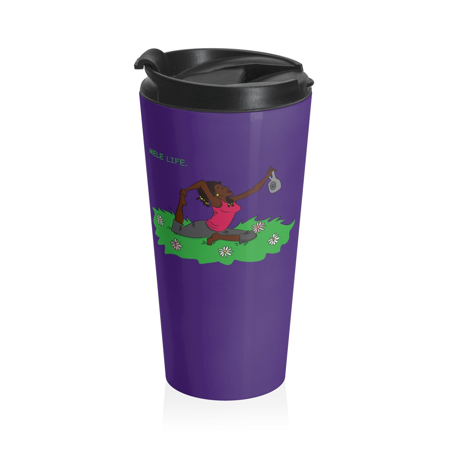 Travel Mug (15oz) - Yoga Lady 2  (purple)