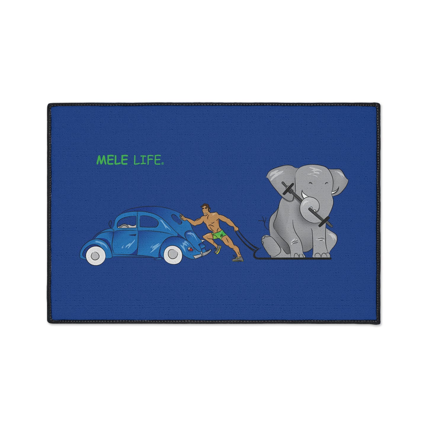 Floor Mat - Strong Brown Man  (blue)