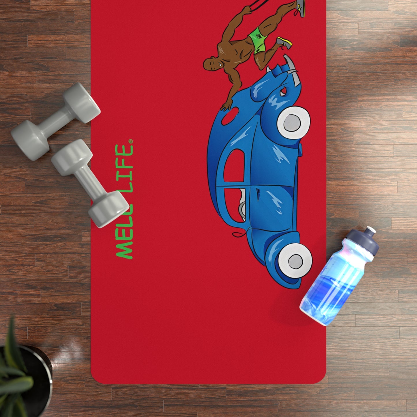 Yoga Mat - Strong black man  (red mat)