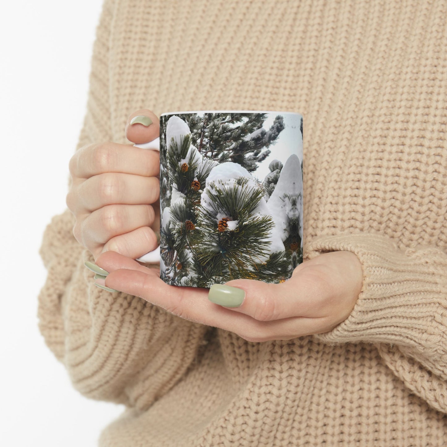 Coffee Mug (11oz/15oz) - Pine Cones in snow