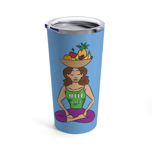 Tumbler 20oz - Yoga Lady1   (light blue)