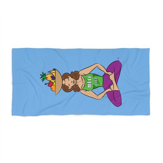 Beach, Bath & Pool Towel - Yoga Lady1  (blue)
