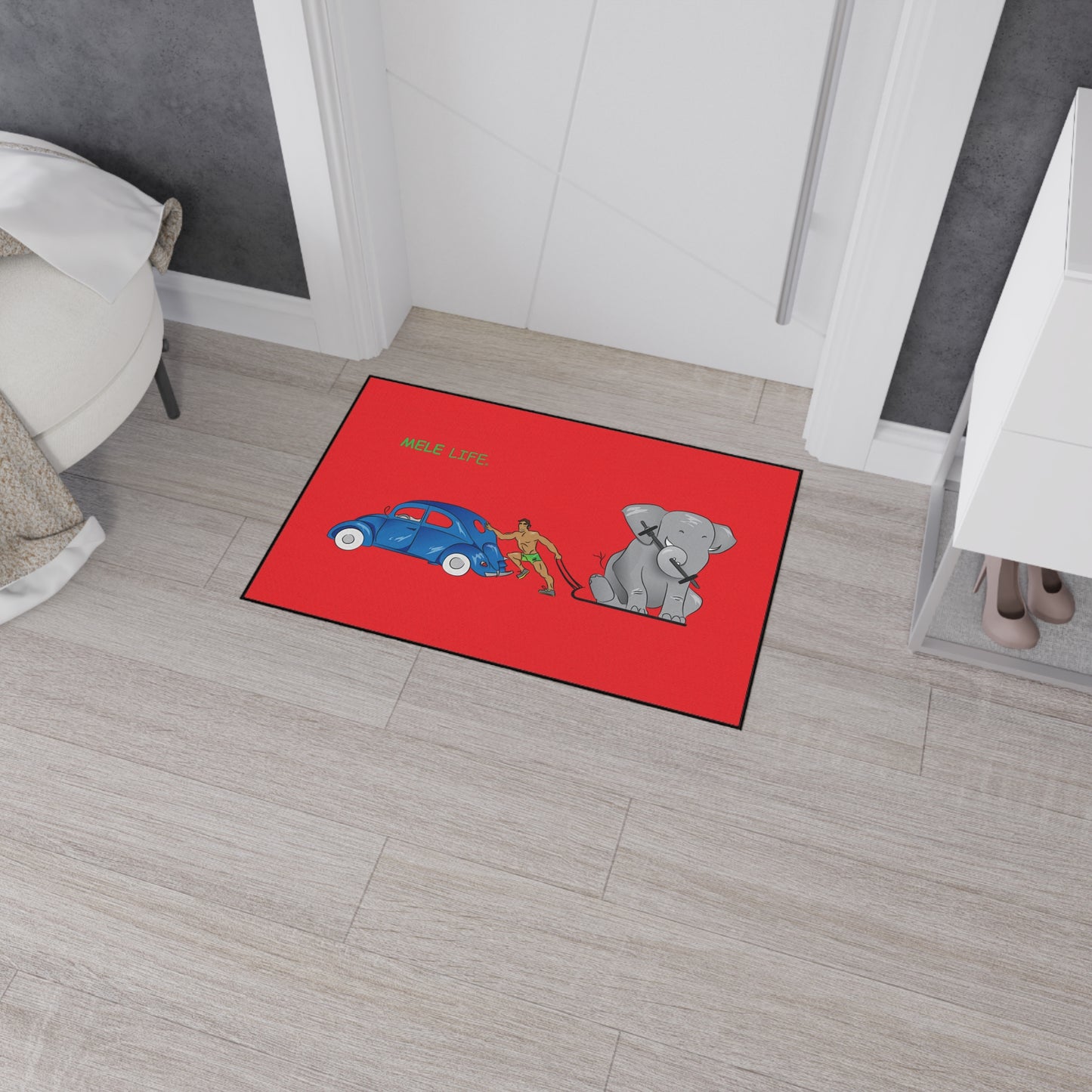 Floor Mat - Strong Brown Man  (red)