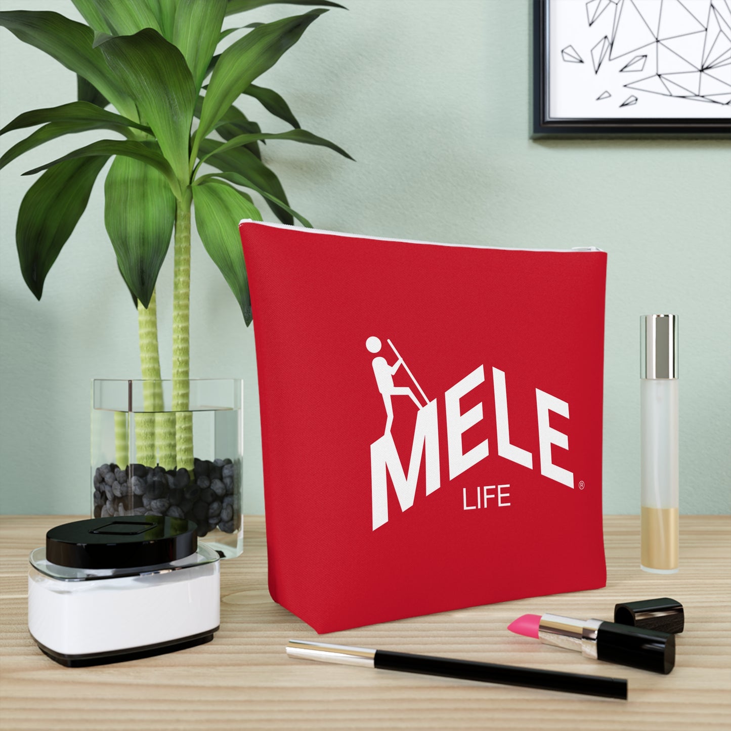 Cosmetic Bag - MELE LIFE logo   (red)