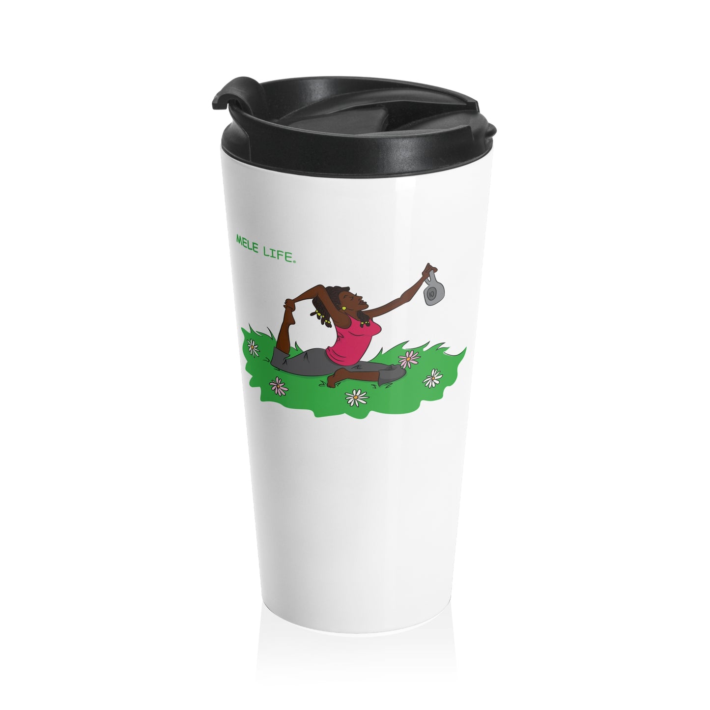 Travel Mug (15oz) - Yoga Lady 2  (white)