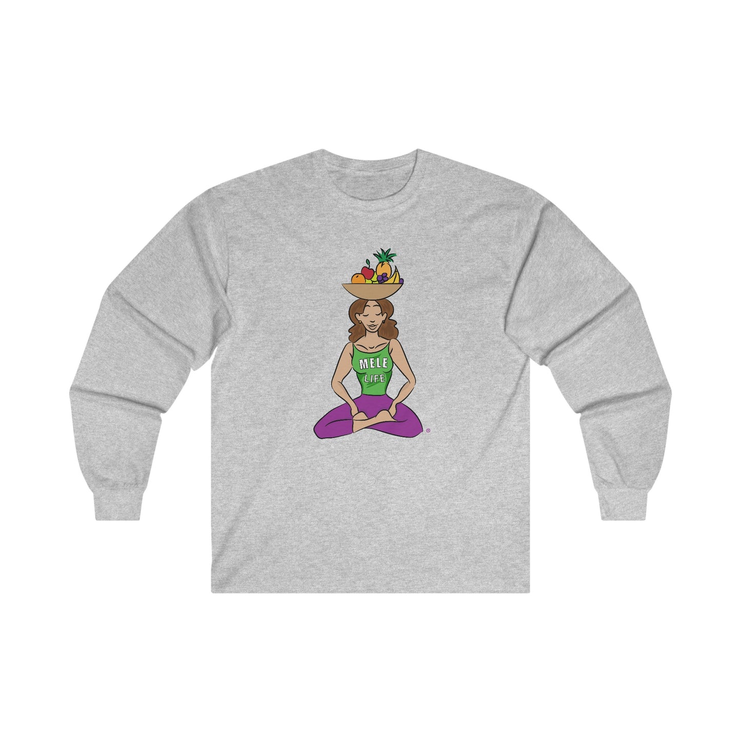 Long Sleeve Tee (unisex) - Yoga Lady 1 (purple lettering)