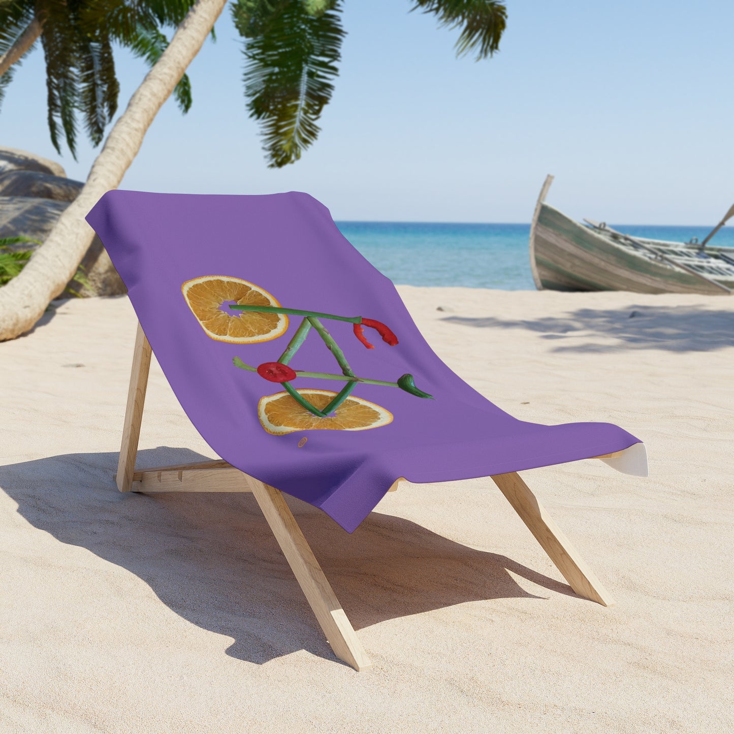 Beach, Bath & Pool Towel - Veggie Bike  (purple)