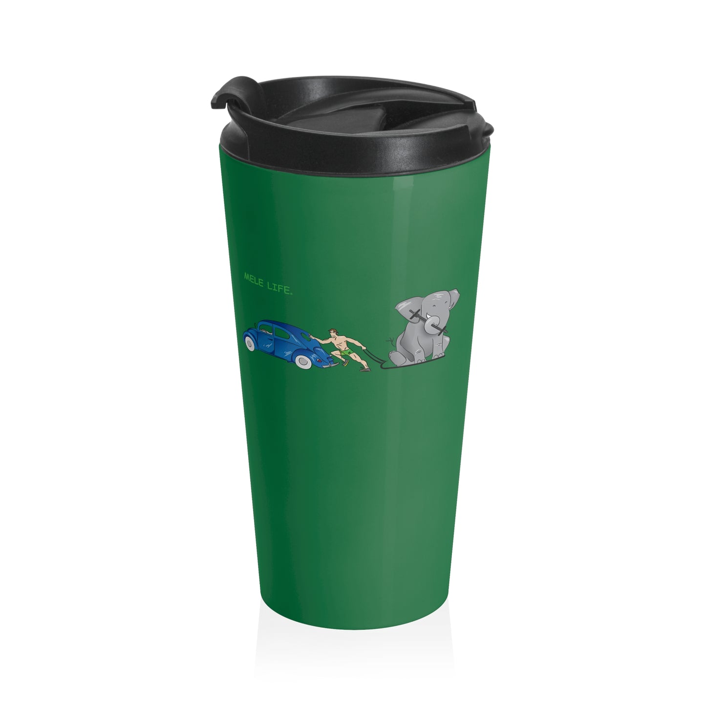 Travel Mug (15oz) - Strong White Man  (green)