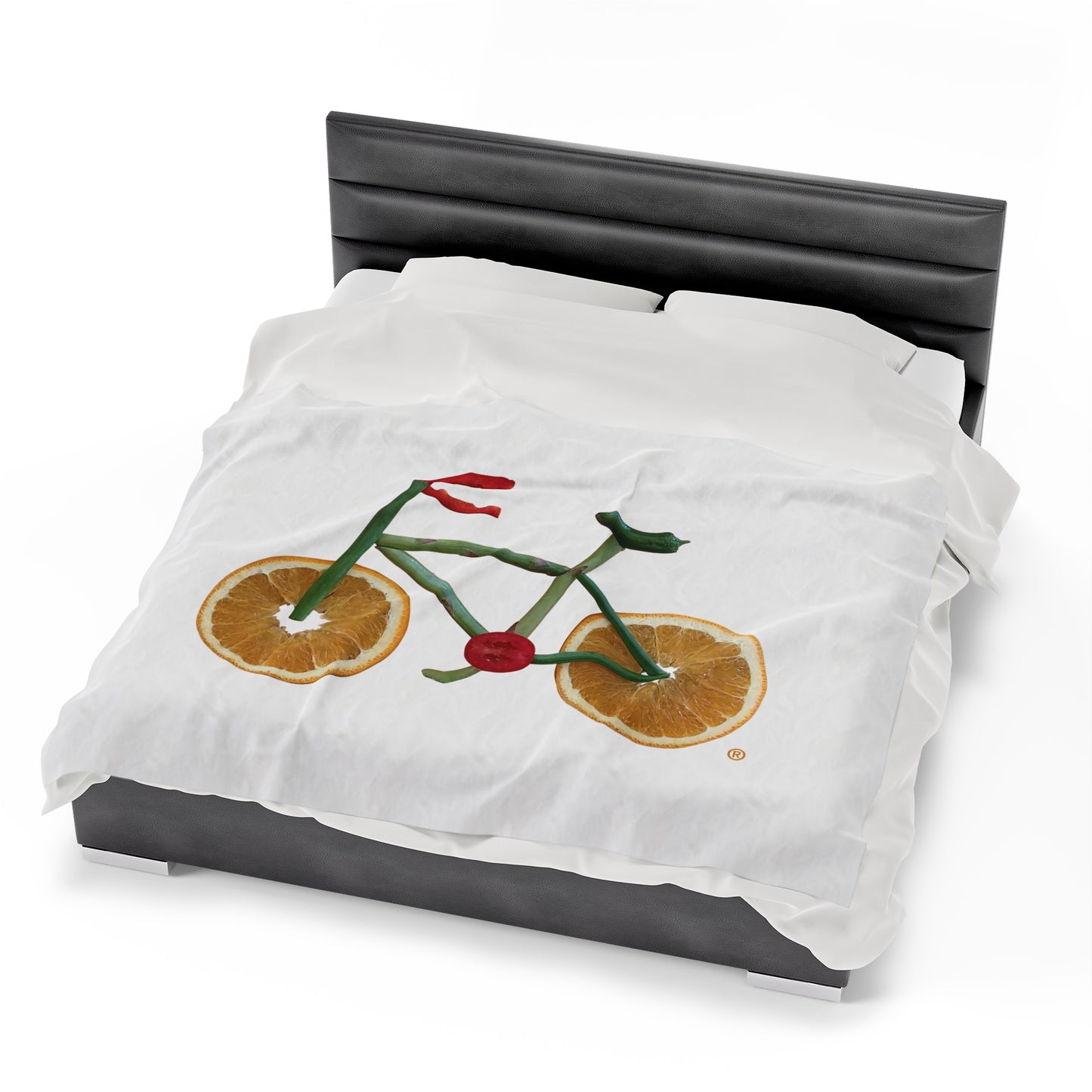 Blanket Velveteen Plush - Veggie Bike  (white)