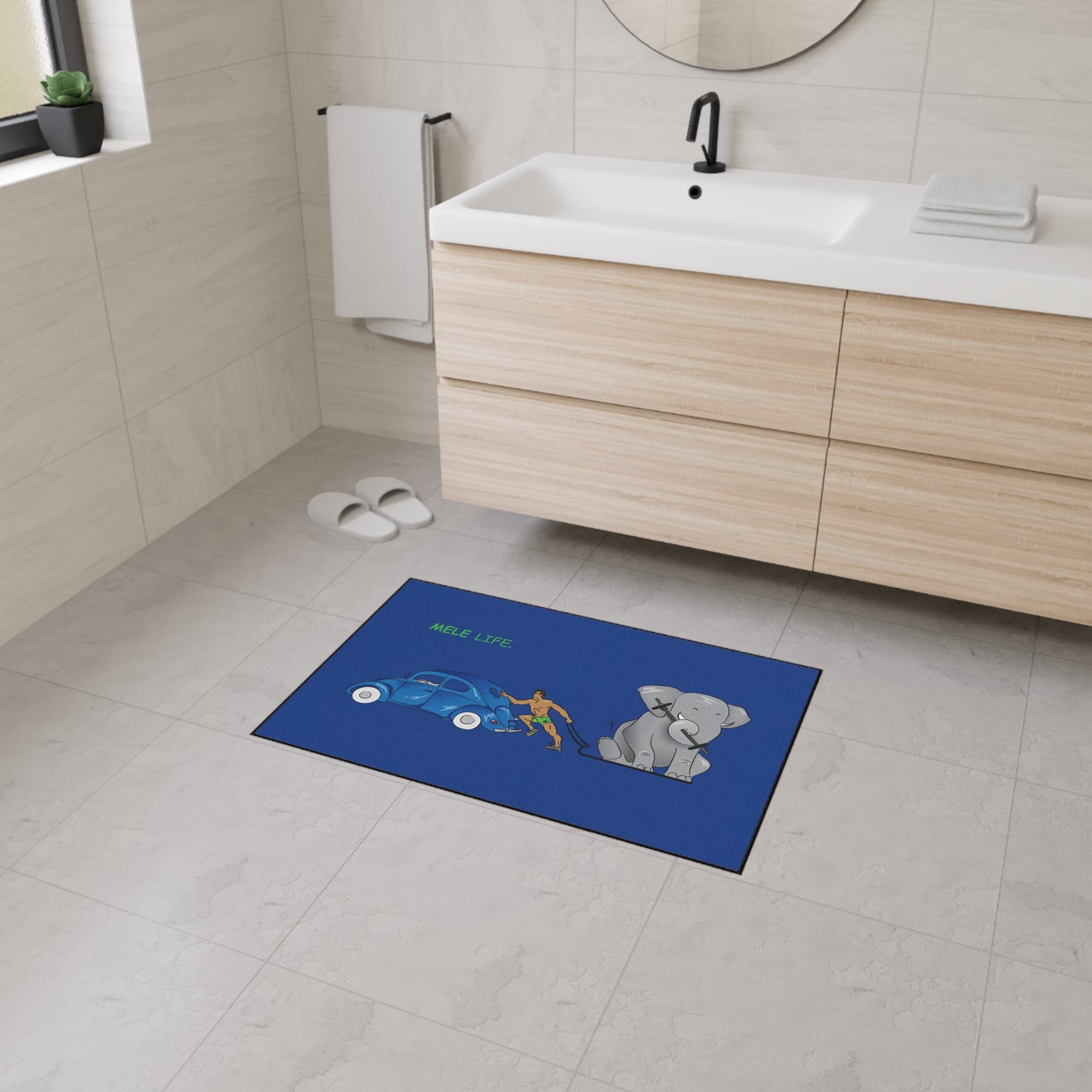Floor Mat - Strong Brown Man  (blue)