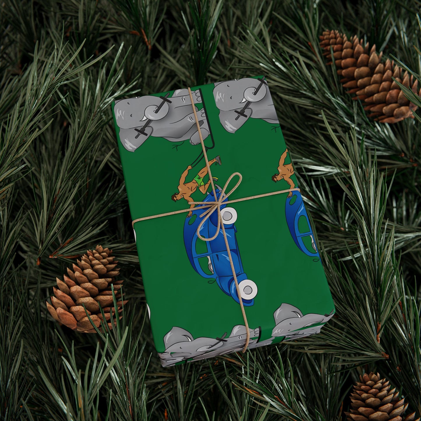 Wrapping Paper - Strong brown man   (green paper)